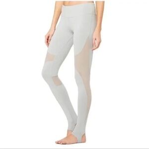 Alo Yoga Coast Stirrup Yoga Leggings Light Grey NWT XS Mixed Material, Athletic